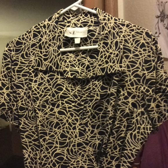 Vintage black & cream squiggles wrap dress size 8 - Picture 8 of 8